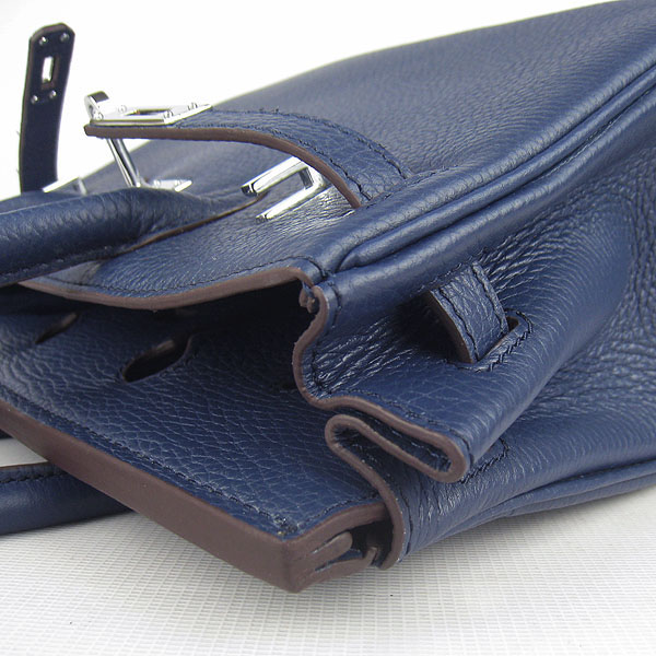 Super A Replica Hermes Togo Leather Birkin 25CM Handbag Dark Blue 6068